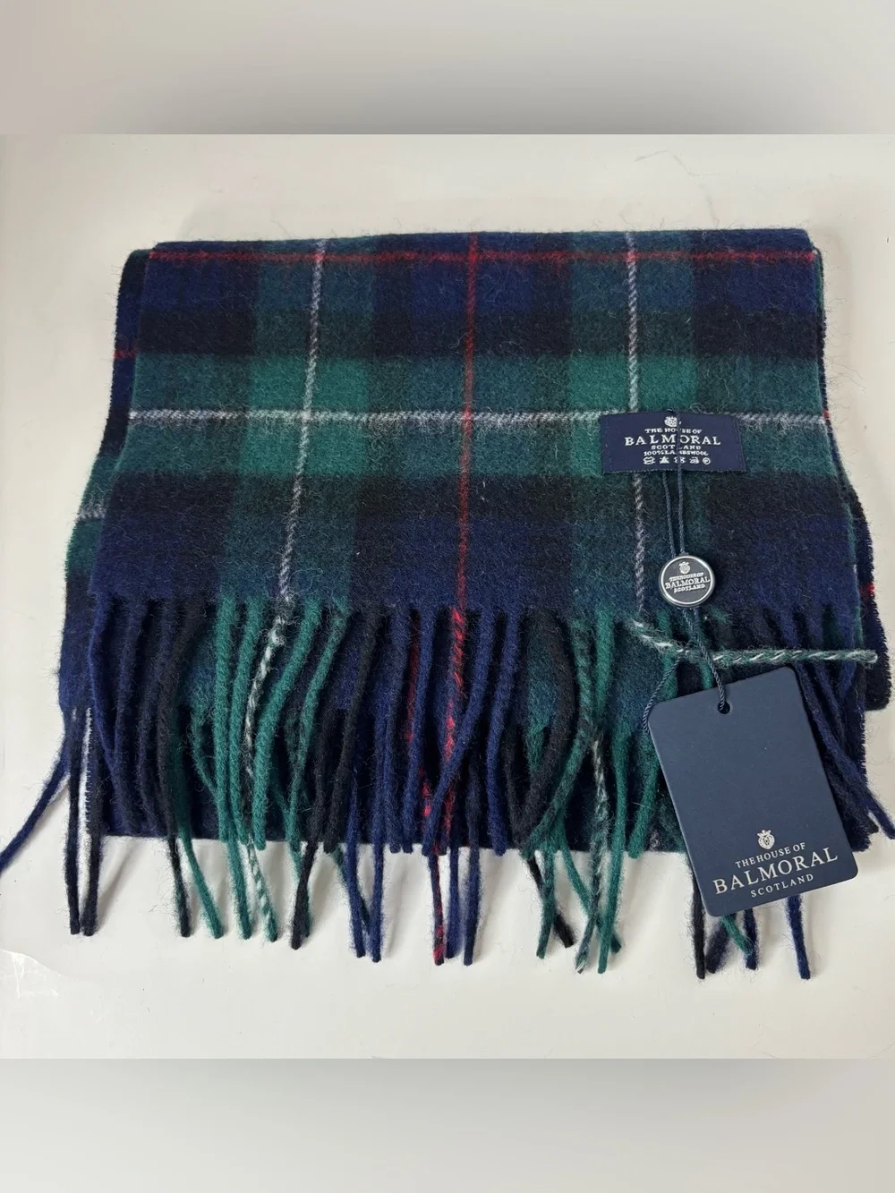 House of Balmoral Scotland Green Plaid Tartan Lambswool Scarf McKenzie NWT